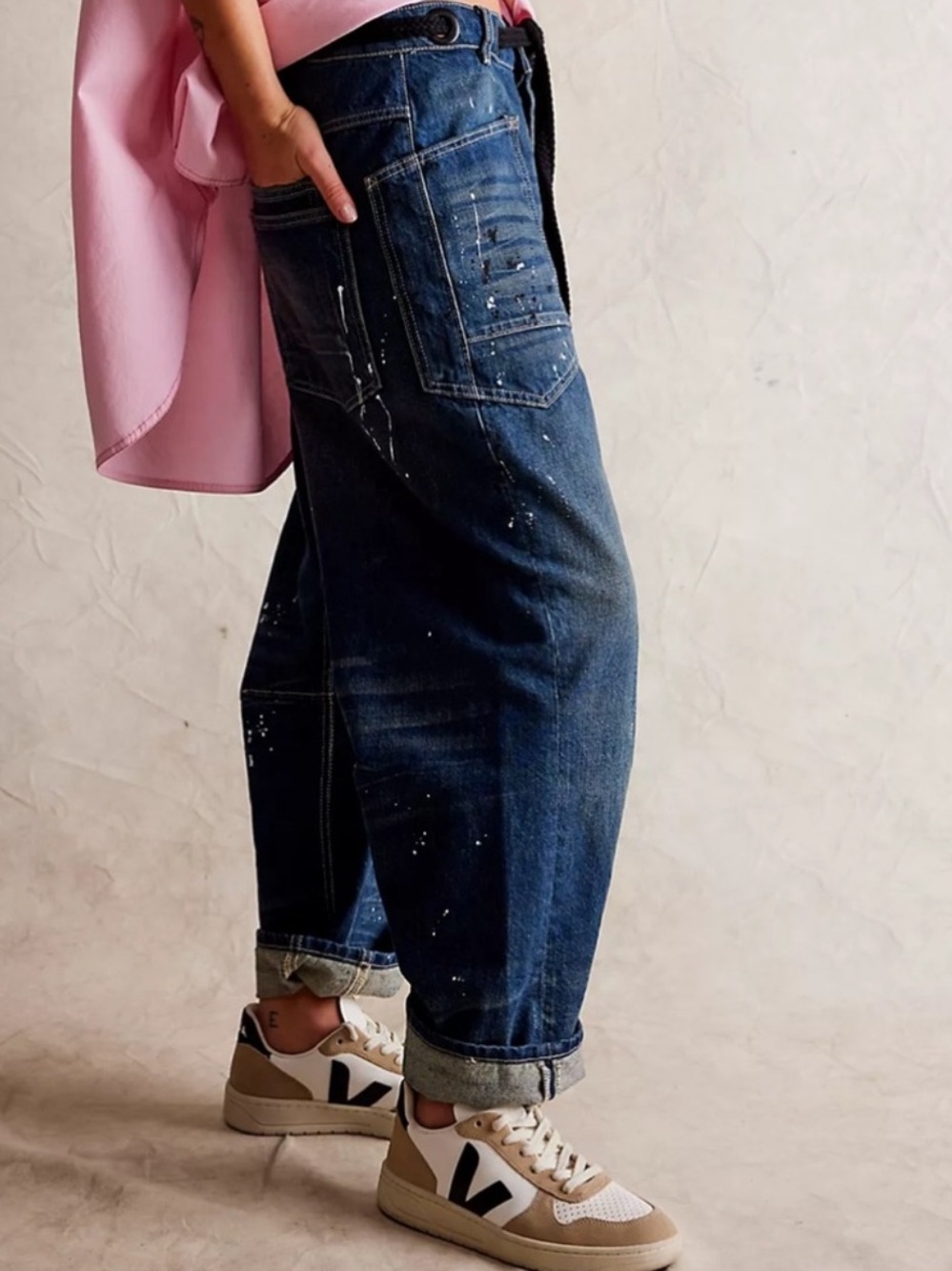 We The Free Moxie Pull-On Barrel Jeans Cerulean Skies 29 NWT Blue Faded Wash - Picture 3 of 16